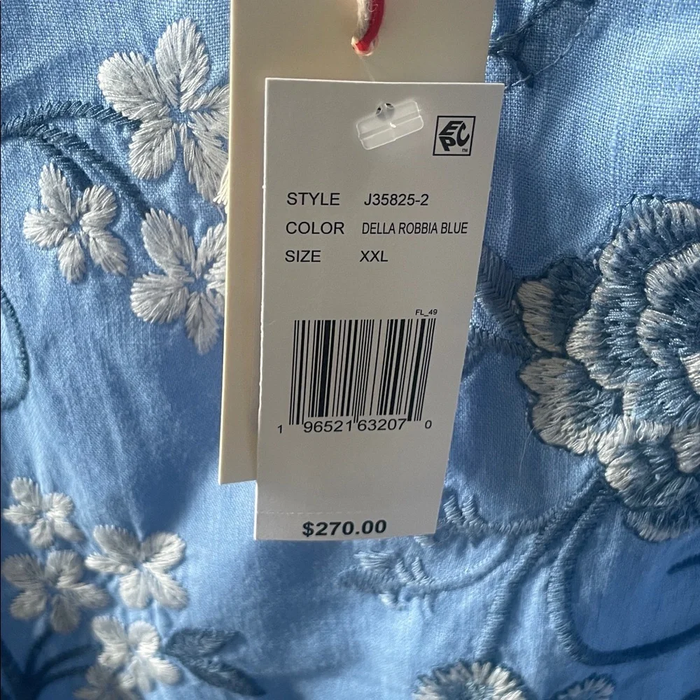 Johnny Was Embroidered Light Blue Floral Tunic - Picture 9 of 12